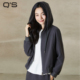 QS秸熙2025春秋新款 舒适休闲连帽外套女加绒保暖百搭短款 显瘦卫衣