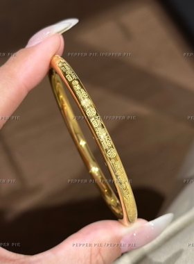 辣椒派 洗澡免摘钛钢精工新中式百福镯子女 万事顺遂纳福镯本命年