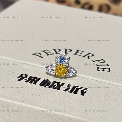 辣椒派 氛围感星球撞色黄蓝cp土星医用钛钢耳骨钉 免摘拧螺丝防敏