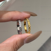 辣椒派 素圈coco菱格纹戒指女ins叠戴宽小众对戒 不掉色2.5窄版