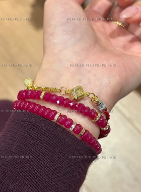 辣椒派 一眼心动鸽血红盘缠串珠手串 新年珠光宝气 品质红刚玉