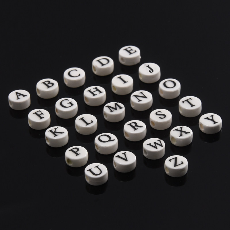 陶瓷珠串珠大写26英文字母散编织diy饰品手绳手链配件8mm圆形散珠