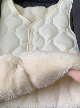 一件过冬！羊羔绒棉马甲女冬配大衣内搭马夹内胆东北加厚保暖背心