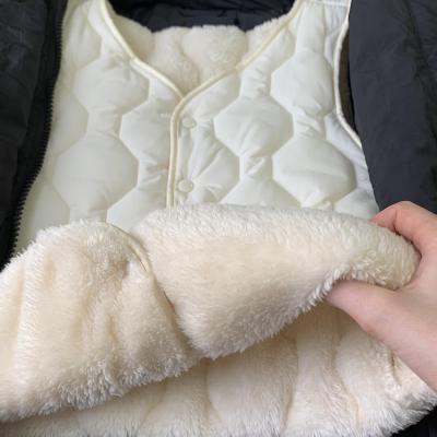 羊羔绒羽绒棉马甲女配大衣内搭