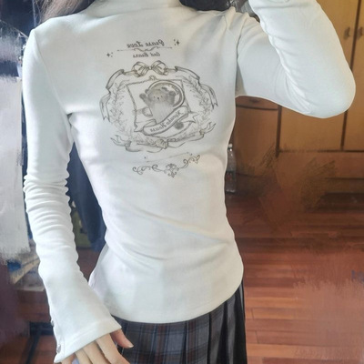 设计感长袖t恤女修身显瘦上衣