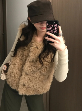 专柜大牌撤回尾单捡漏高端欧洲站毛毛马甲小香风外套女羊羔毛夹克