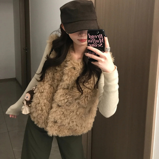 专柜大牌撤回尾单捡漏高端欧洲站毛毛马甲小香风外套女羊羔毛夹克