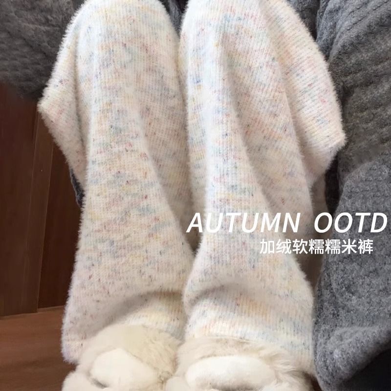 遮肉显瘦松紧腰阔腿糯米裤女