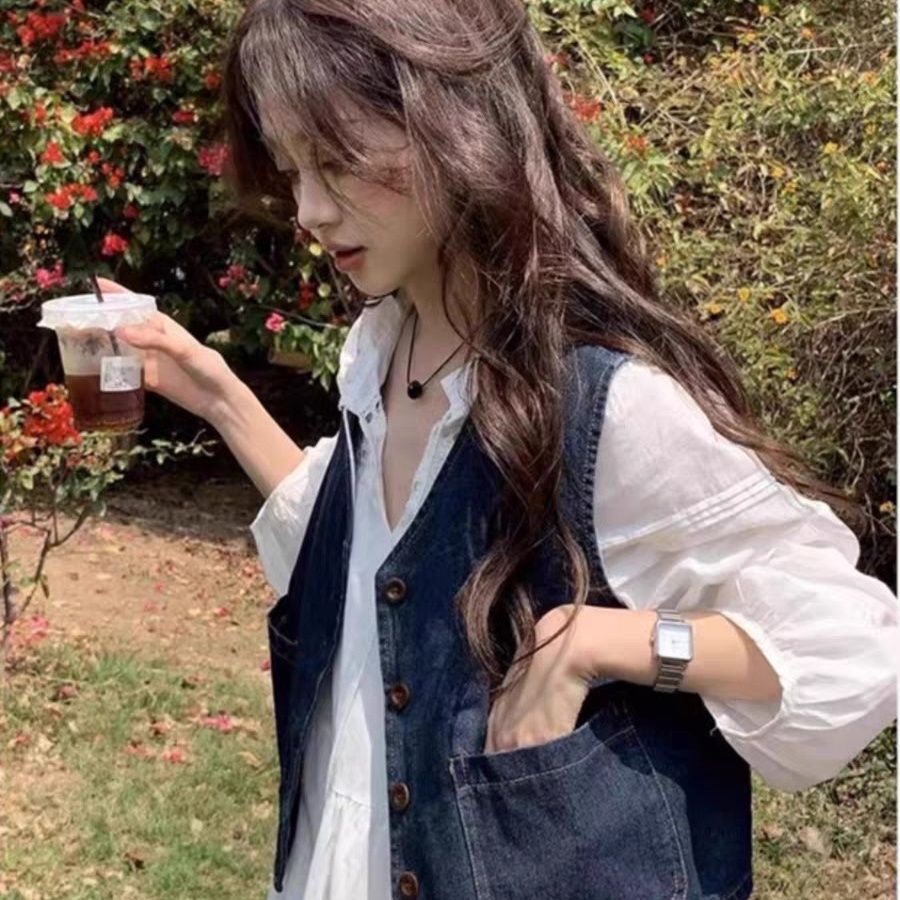 叠穿薄款夏季牛仔马甲外套女气质