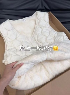 秋冬新款女士轻薄修身棉马甲内胆V领保暖短款背心菱格棉服内穿ins