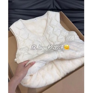 背心菱格棉服内穿ins 棉马甲内胆V领保暖短款 秋冬新款 女士轻薄修身