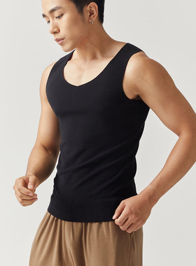 秋冬新品20702男士双面德绒V领保暖背心无痕发热冬季磨毛背心