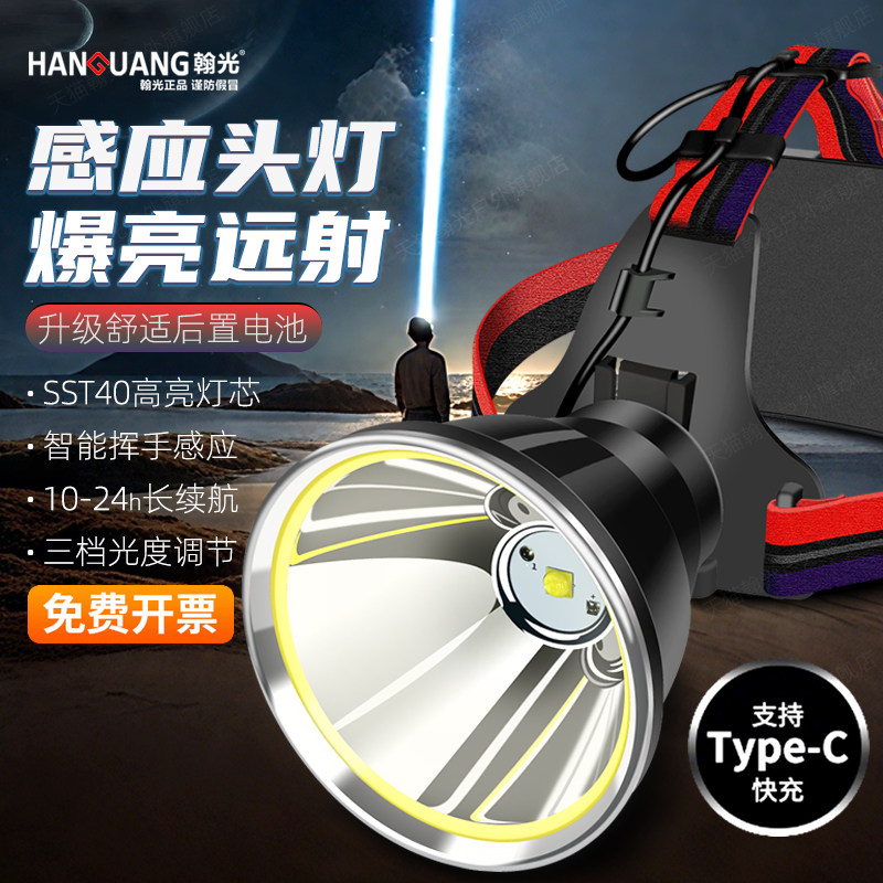 2026新款头灯强光强亮手电筒超长续航头戴式户外照明钓鱼专用矿灯
