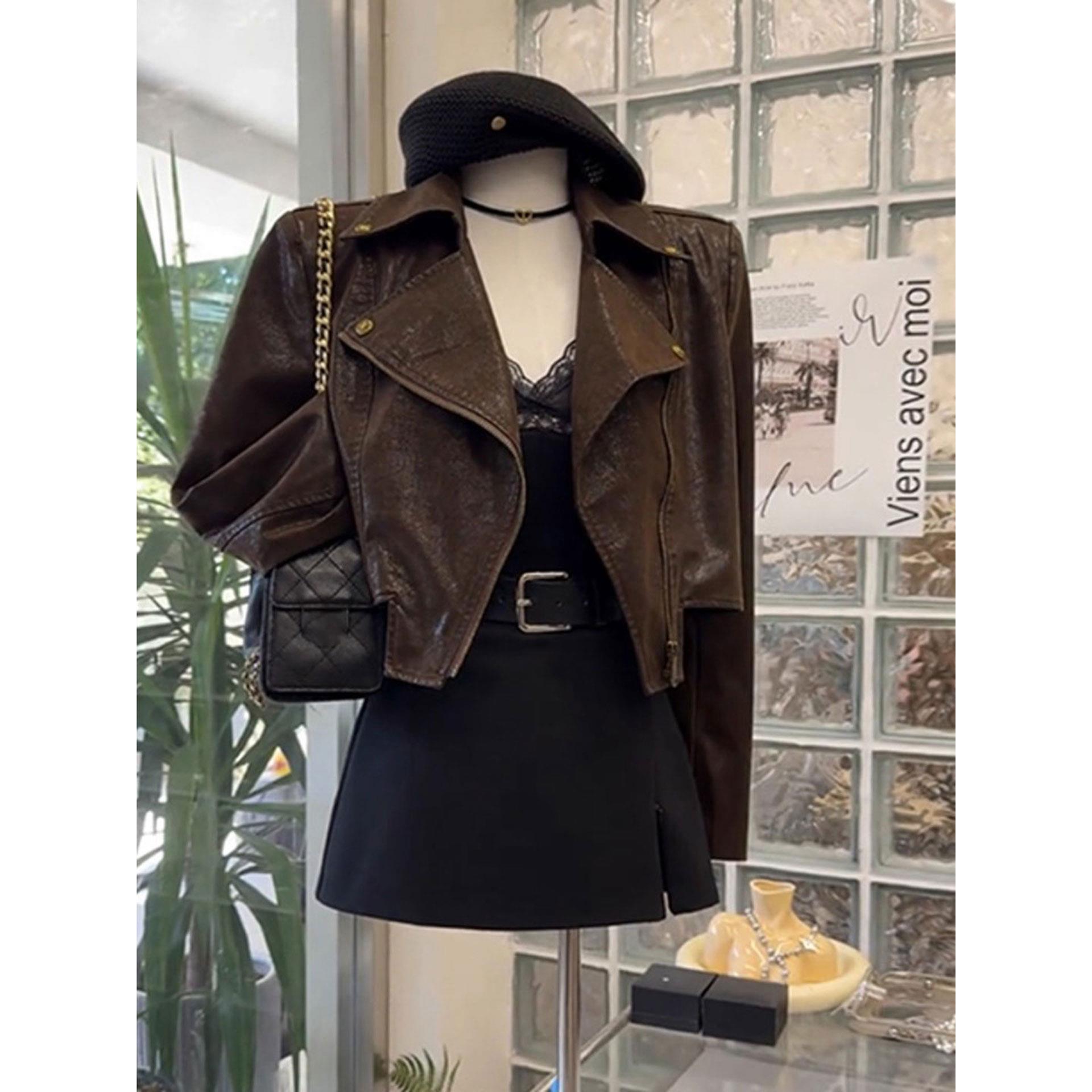 法式绝美短款外套早秋高级感轻奢又a又飒穿搭巨好看咖色夹克上衣