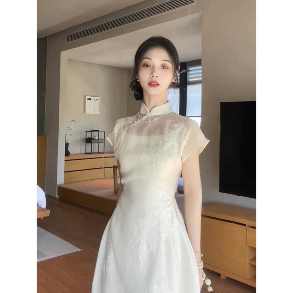 早夏季新中式女装国风改良旗袍年轻款少女高端气质连衣裙子两件套