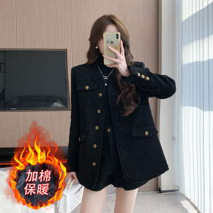 套装 小香风外套夹棉加厚两件套女深冬装 搭配一整套高级感显瘦短裤
