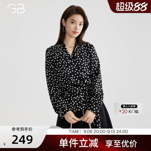 谷邦法式复古波点衬衫女