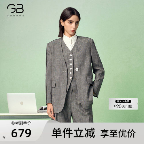 谷邦通勤风灰色宽松西装女