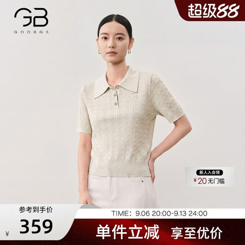 谷邦polo领短袖针织衫女