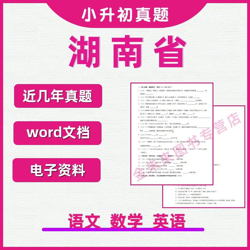 湖南省历年小升初真题电子版试卷