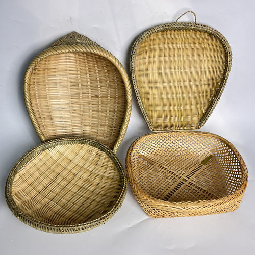 竹簸箕家用圆形方形有孔筛子老式圆箩厨房专用洗米洗菜晾晒