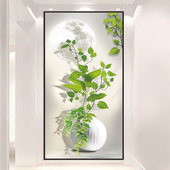 北欧玄关装 饰画治愈绿植走廊过道壁画客厅进门小清新自粘贴纸壁纸