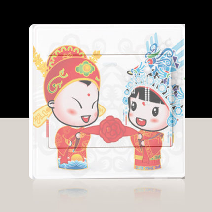 婚房装饰开关贴安全亚光透明可移胶婚庆系列彩色结婚喜庆款插座贴