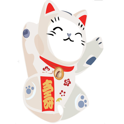 自粘可移除装饰墙贴画 招财猫 玻璃贴纸书房客厅房门 贴吉祥贴纸