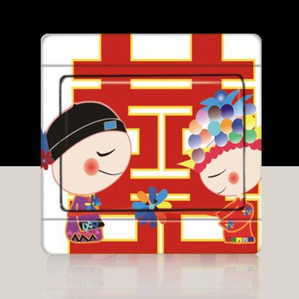 婚房装饰开关贴安全亚光透明可移胶婚庆系列彩色结婚喜庆款插座贴