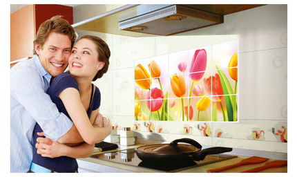 厨房防油贴纸 耐高温防水墙贴纸高清数码印涮 即擦即干贴画