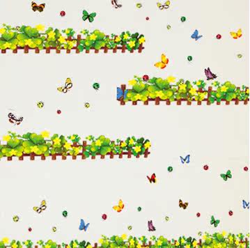 可移除墙贴纸装饰画客厅卧室沙发背景吊顶贴画 三叶草 墙角腰线贴