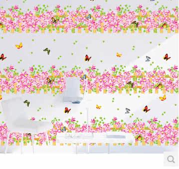 可移除墙贴纸装饰画客厅卧室沙发背景吊顶贴画 三叶草 墙角腰线贴