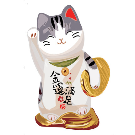 自粘可移除装饰墙贴画 招财猫 玻璃贴纸书房客厅房门 贴吉祥贴纸