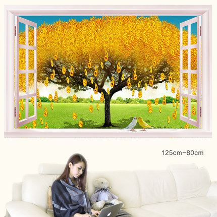 墙贴假窗风景 沙发背景客厅玄关贴画 电视墙卧室床头装饰餐厅贴纸