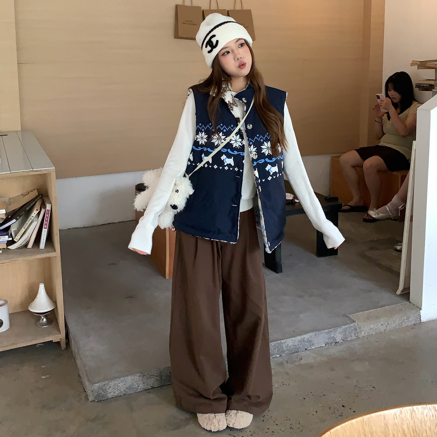 费尔岛羽绒棉马甲女秋冬加厚保暖
