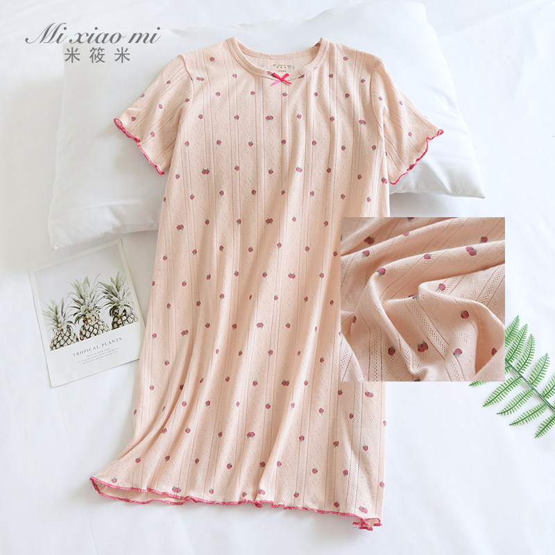 米筱米儿童夏季薄全棉可爱短袖睡裙女童针织纯棉小清新亲子家居裙,童装/婴儿装/亲子装,家居裙/睡裙,淘宝优惠券,粉丝福利购,淘宝优惠卷