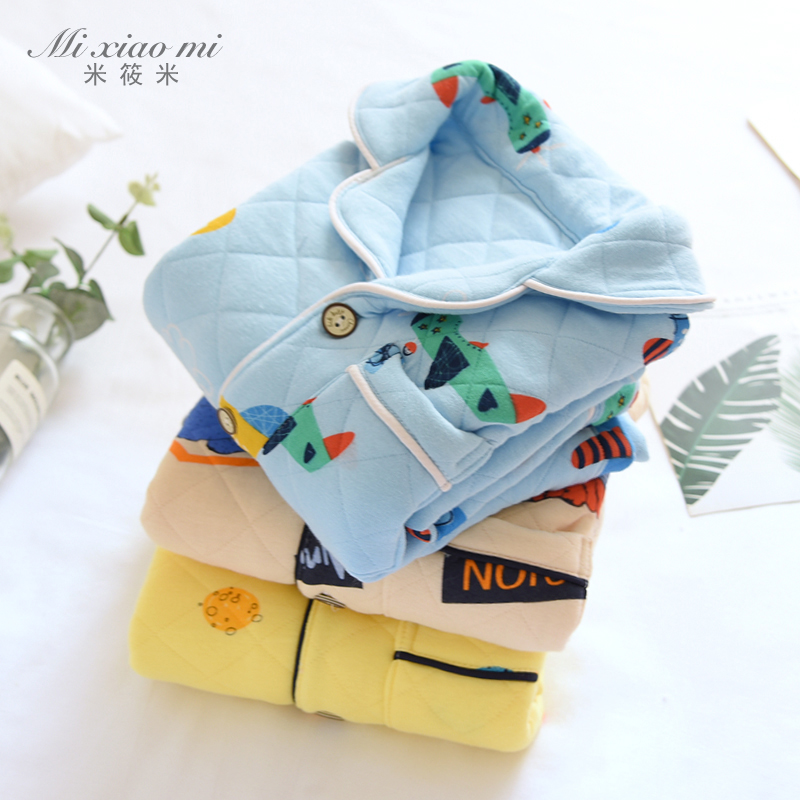 儿童纯棉睡衣米筱米夹棉可爱冬季