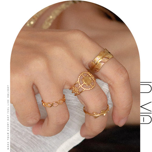 金色埃及希腊风波西米亚戒指叠戴