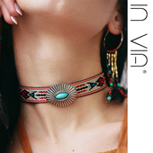 invia原创项链复古藏式 波西米亚民族风锁骨choker颈链绿松石秋冬