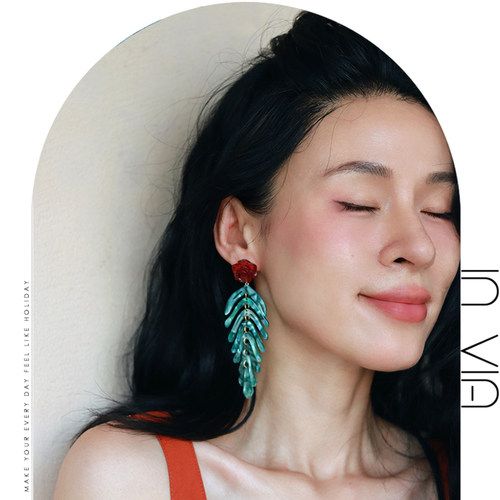 度假风925银针可换耳夹耳环轻巧