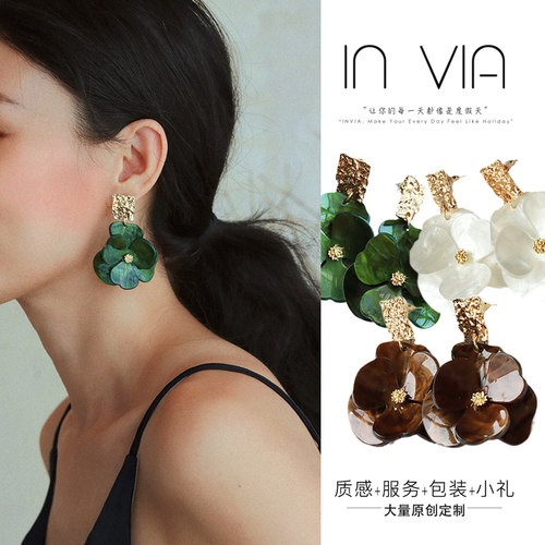 invia复古港风防过敏无耳洞耳环