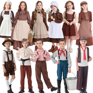 卖火柴的小女孩服装欧美儿童殖民地农场阿尔卑斯山男孩背带裤套装