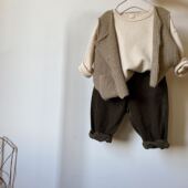 2024春季 韩国儿童复古针织马甲男女童宝宝百搭羊驼绒毛衣坎肩 新款