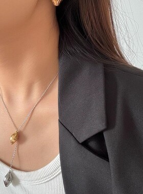 豆豆同款植物系列金银分色种子可调节项链女原创小众设计高级感