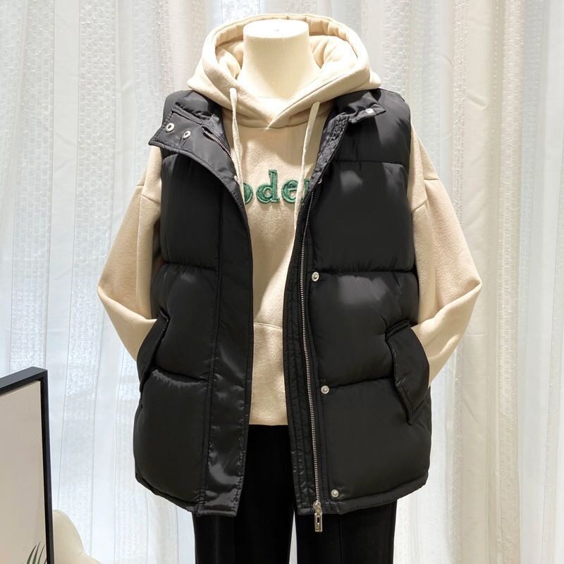2026新款羽绒棉马甲女秋冬短款坎肩韩版胖mm棉背心外套百搭马夹潮