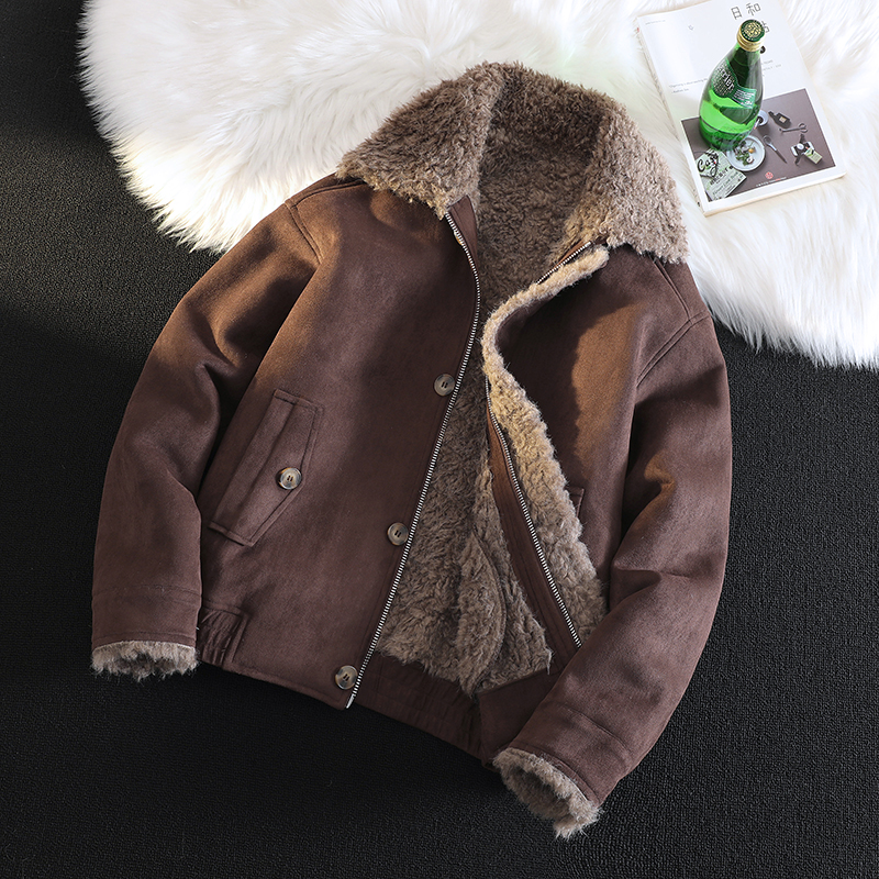 冬季男装大码皮毛一体加绒加厚外套DSD308-Z8808-P265，女装短外套，电商D308