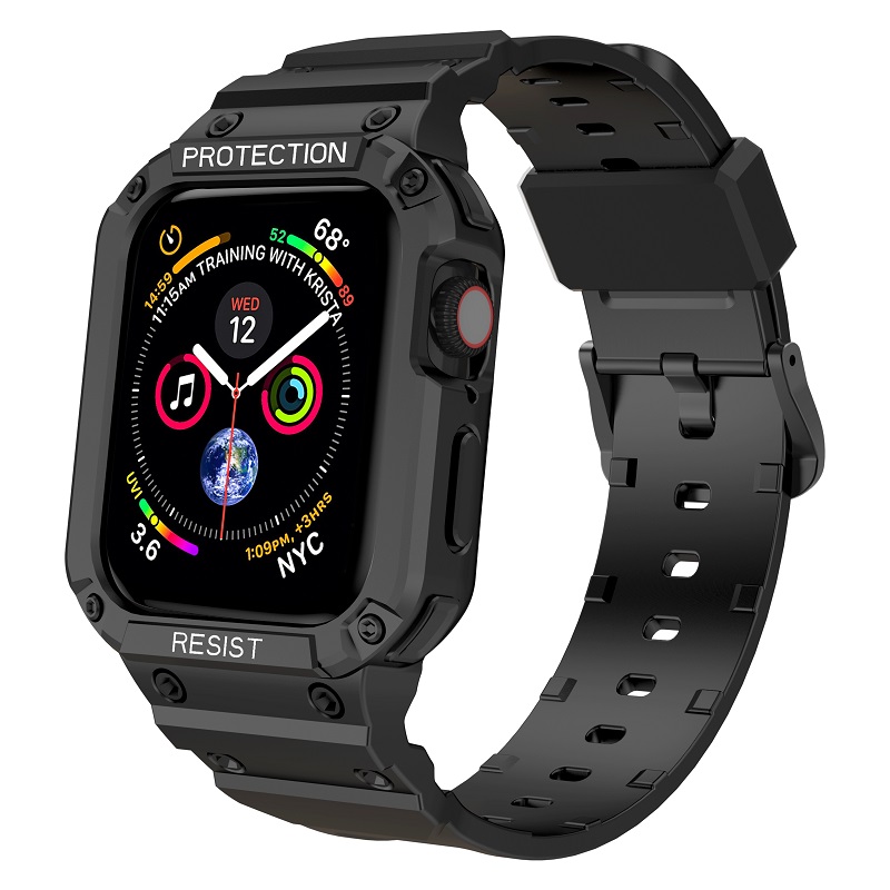 适用苹果iwatch8/7手表s9一体全包表带apple watch7/6/5/se/3/4代s6保护壳s7/s8智能配件运动硅胶腕带潮49mm