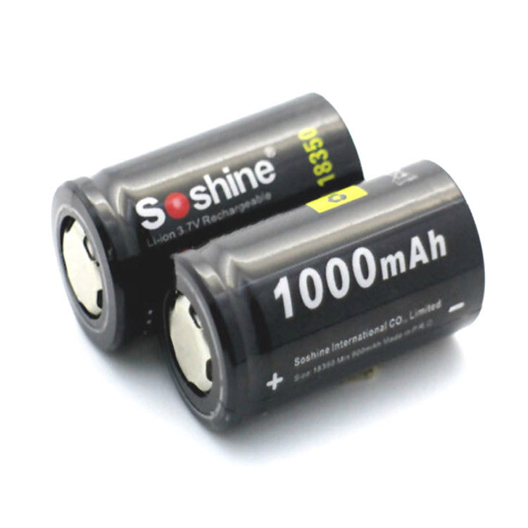 Soshine 18350 3.7V 1000mAh可充电锂电池 榨汁机  云胎稳定器