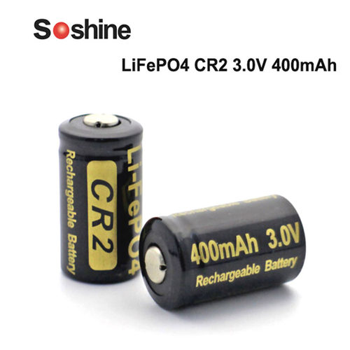 Soshine LiFePO4 CR2 3.0V 400mAh 可充电磷酸铁锂电池 2节装