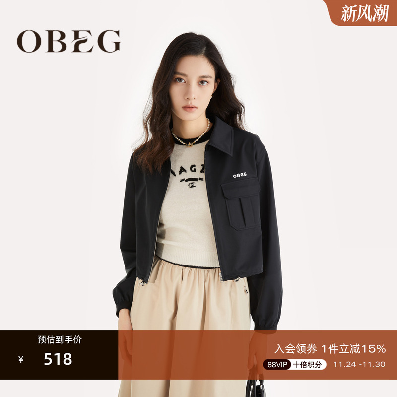 OBEG欧碧倩工装风短款夹克
